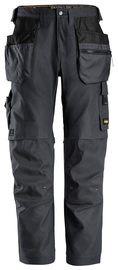 6224 Snickers AllroundWork Canvas Stretch Trousers with Holster Pockets Steel Grey