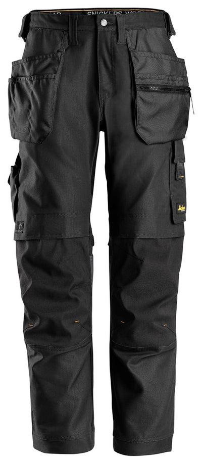 6224 Snickers AllroundWork Canvas Stretch Trousers with Holster Pockets Black