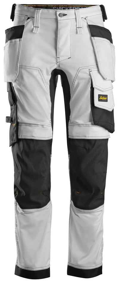 6241 Snickers AllroundWork Stretch Trousers with Holster Pockets White/Black