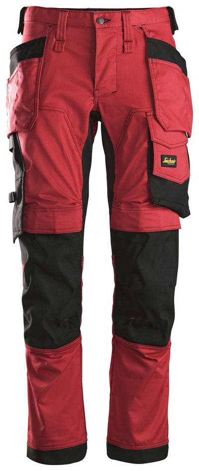 6241 Snickers AllroundWork Stretch Trousers with Holster Pockets Chilli Red/Black