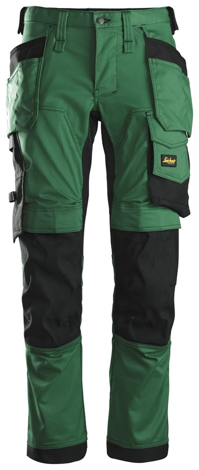 6241 Snickers AllroundWork Stretch Trousers with Holster Pockets Forest Green/Black
