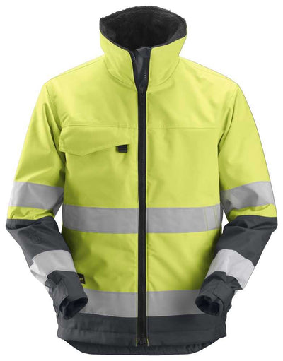 1138  Snickers AllroundWork, High-Vis Insulated Jacket Yellow/Steel Grey