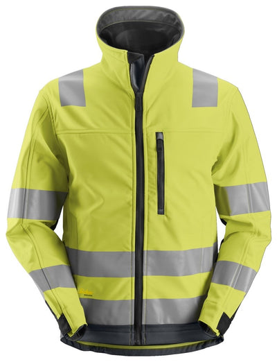 1230 Snickers AllroundWork, High-Vis Softshell Jacket Yellow/Steel Grey