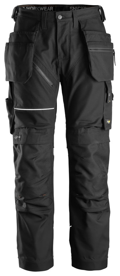 6214 Snickers Ruffwork Canvas Work Trousers with Holster Pockets Black