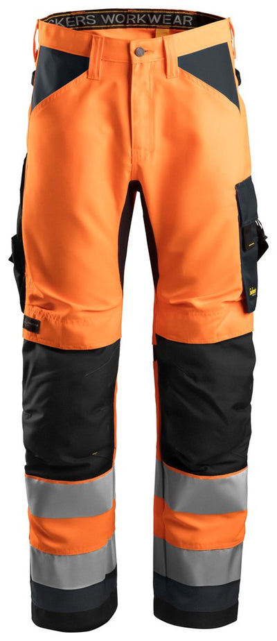 6331 Snickers AllroundWork, High-Vis Work Trousers+ Class 2 Orange/Steel Grey