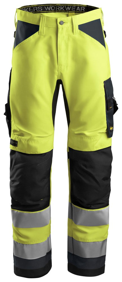 6331 Snickers AllroundWork, High-Vis Work Trousers+ Class 2 Yellow/Steel Grey
