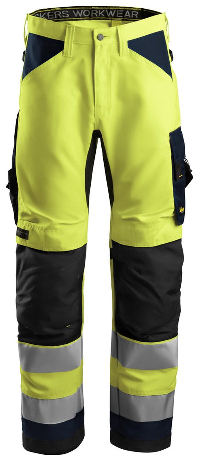 6331 Snickers AllroundWork, High-Vis Work Trousers+ Class 2 Yellow/Navy