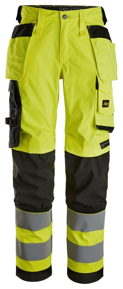 6743 Snickers High-Vis Women's Stretch Trousers with Holster Pockets Yellow
