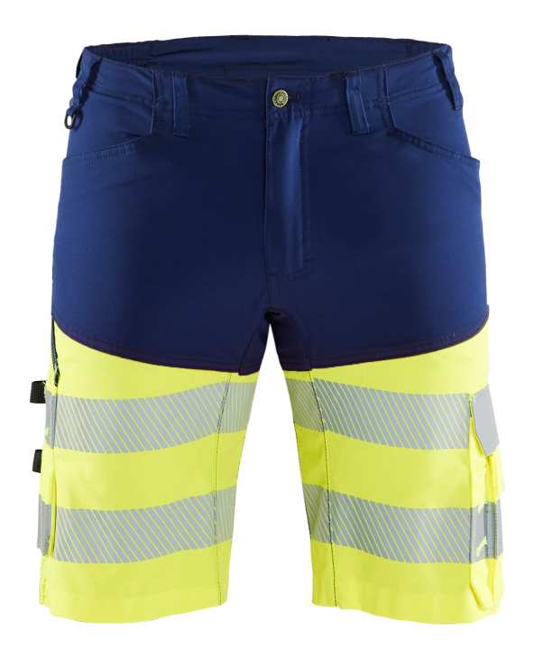 1541 Blaklader Hi-Vis Shorts with Stretch Navy Blue/Hi Vis Yellow