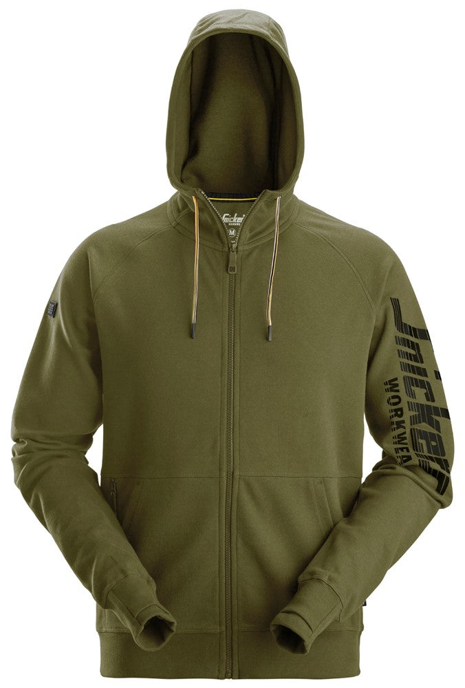 2895 Snickers Logo Full Zip Hoodie Khaki Green