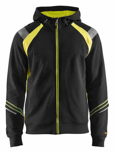 3433 Blacklader Hoodie with Full Zip Black/Hi Vis Yellow