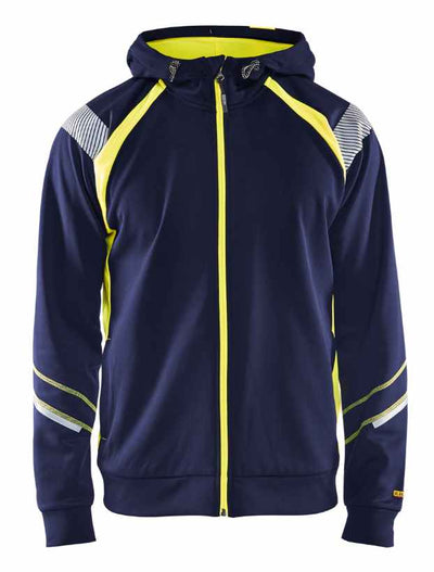3433 Blacklader Hoodie with Full Zip Navy/Hi Vis Yellow