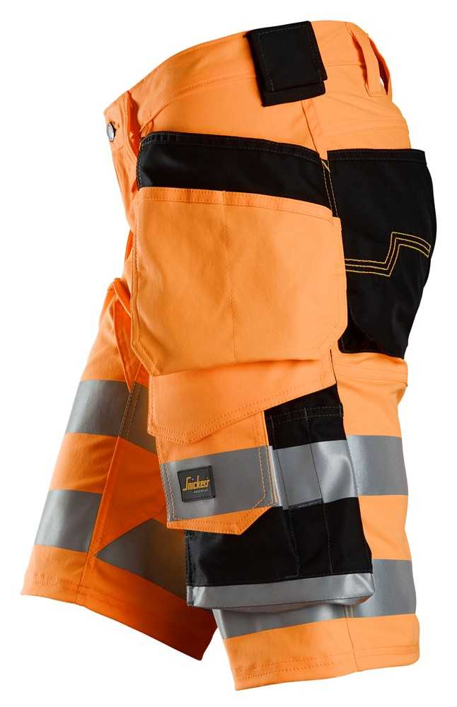 6135 Snickers Hi Vis Stretch Shorts with Holster Pockets Orange/Black