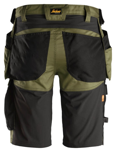 6141 Snickers AllroundWork, Stretch Shorts Holster Pockets Khaki Green/Black