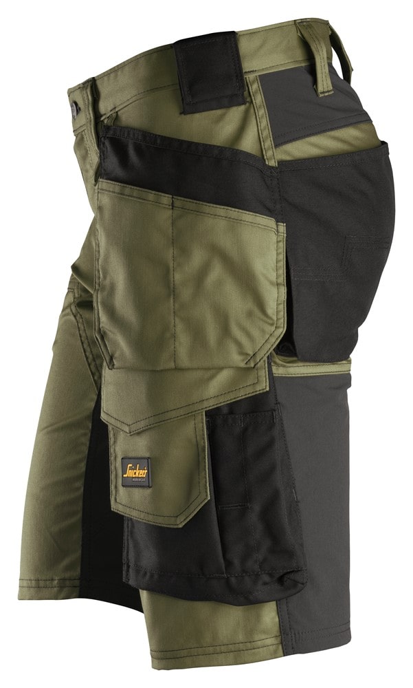 6141 Snickers AllroundWork, Stretch Shorts Holster Pockets Khaki Green/Black