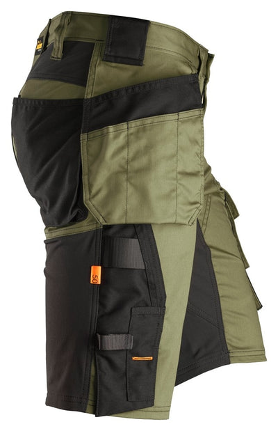 6141 Snickers AllroundWork, Stretch Shorts Holster Pockets Khaki Green/Black