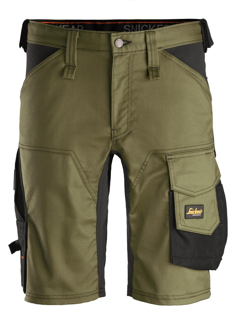 6143 Snickers AllroundWork Stretch Shorts Khaki Green