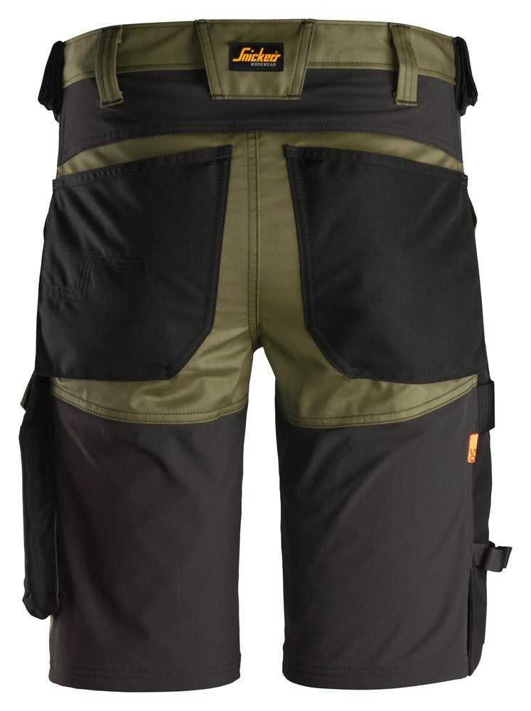 6143 Snickers AllroundWork Stretch Shorts Khaki Green