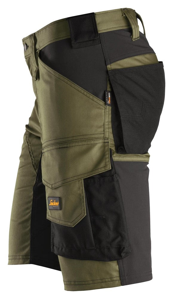 6143 Snickers AllroundWork Stretch Shorts Khaki Green