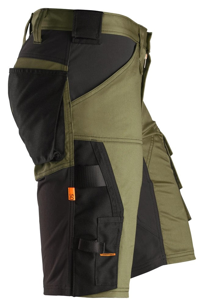 6143 Snickers AllroundWork Stretch Shorts Khaki Green
