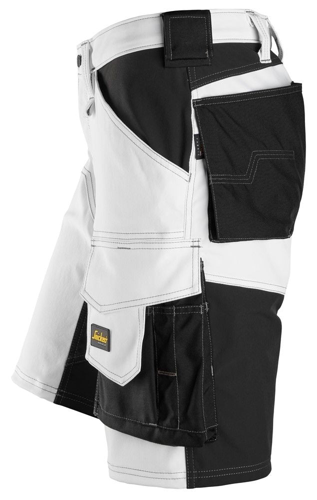 6153 Snickers AllroundWork, Stretch Loose Fit Work Shorts White/Black