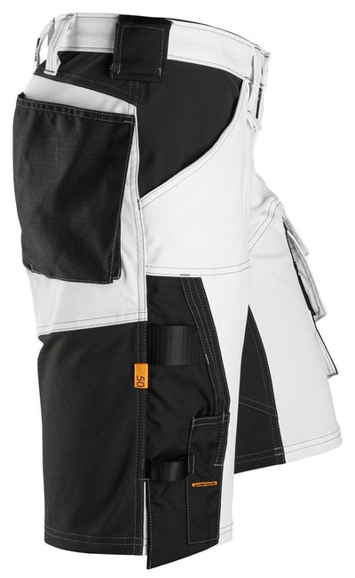 6153 Snickers AllroundWork, Stretch Loose Fit Work Shorts White/Black