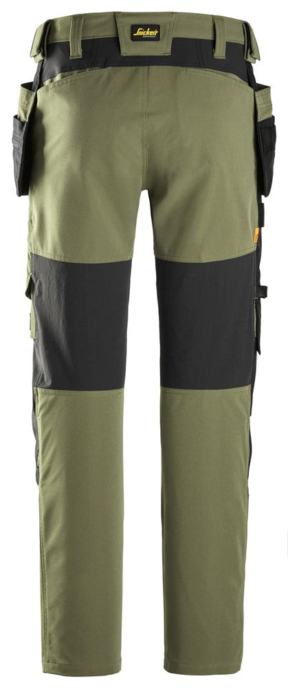 6218 Snickers AllroundWork Stretch Trousers with Holster Pockets Khaki Green/Black