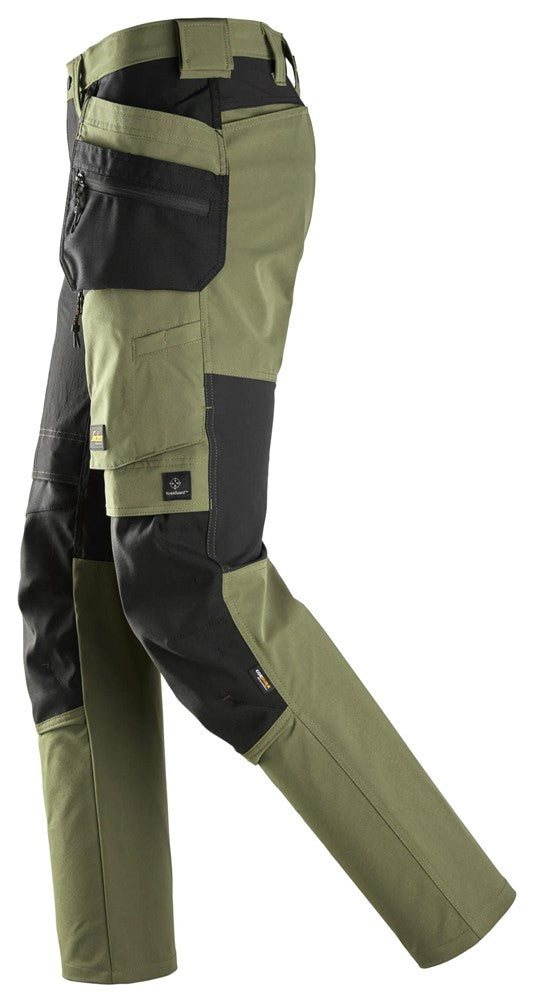 6218 Snickers AllroundWork Stretch Trousers with Holster Pockets Khaki Green/Black