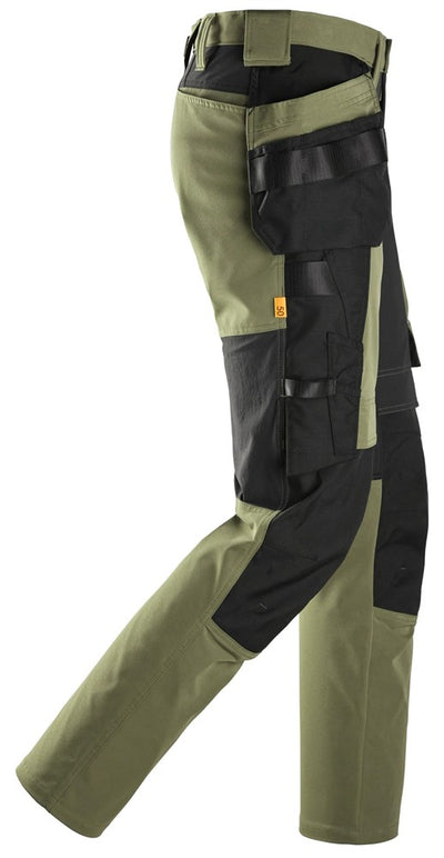 6218 Snickers AllroundWork Stretch Trousers with Holster Pockets Khaki Green/Black
