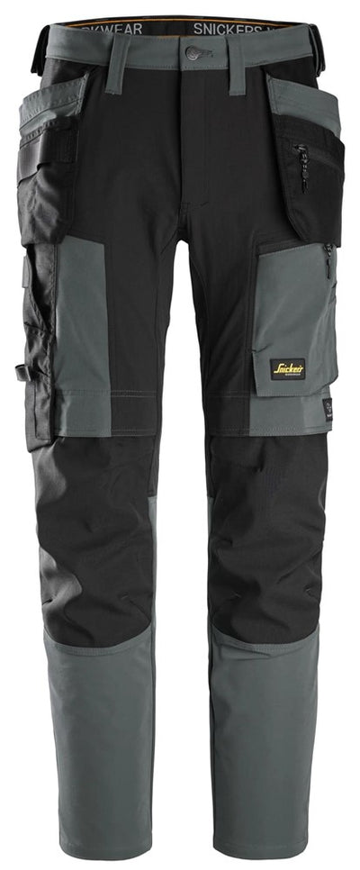 6218 Snickers AllroundWork Stretch Trousers with Holster Pockets Steel Grey/Black