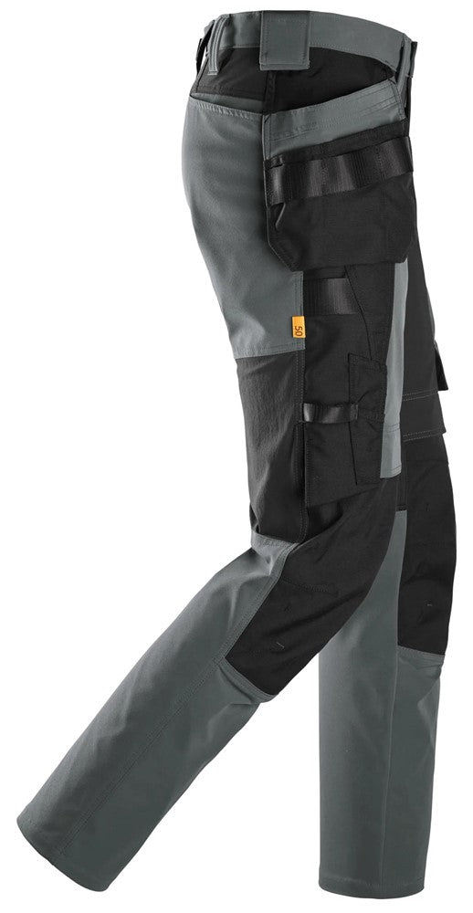 6218 Snickers AllroundWork Stretch Trousers with Holster Pockets Steel Grey/Black