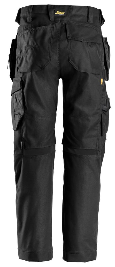 6224 Snickers AllroundWork Canvas Stretch Trousers with Holster Pockets Black