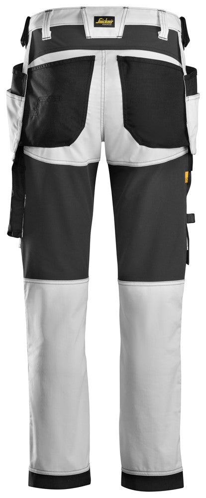 6241 Snickers AllroundWork Stretch Trousers with Holster Pockets White/Black