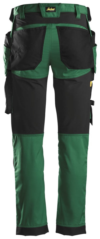 6241 Snickers AllroundWork Stretch Trousers with Holster Pockets Forest Green/Black