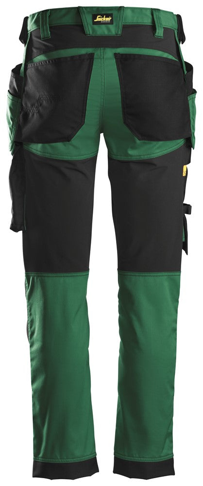 6241 Snickers AllroundWork Stretch Trousers with Holster Pockets Forest Green/Black