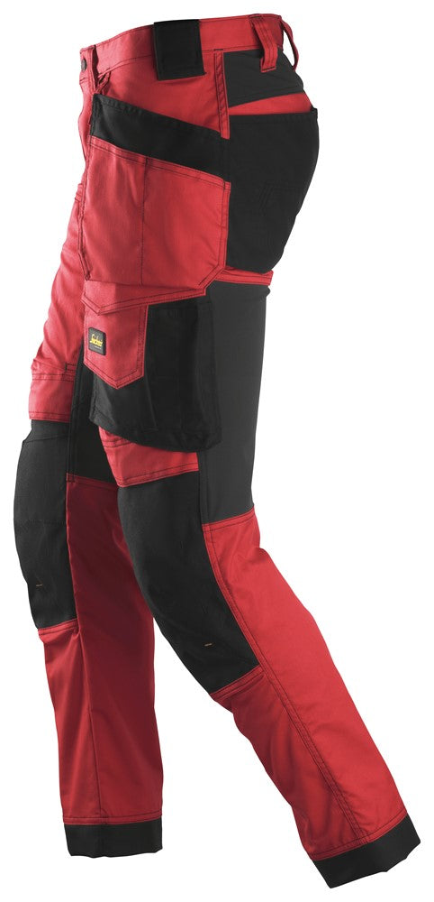 6241 Snickers AllroundWork Stretch Trousers with Holster Pockets Chilli Red/Black