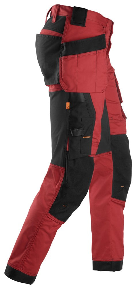 6241 Snickers AllroundWork Stretch Trousers with Holster Pockets Chilli Red/Black