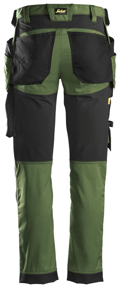 6241 Snickers AllroundWork Stretch Trousers with Holster Pockets Khaki Green/Black