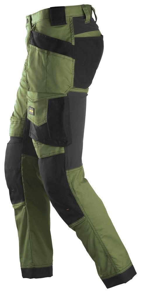 6241 Snickers AllroundWork Stretch Trousers with Holster Pockets Khaki Green/Black