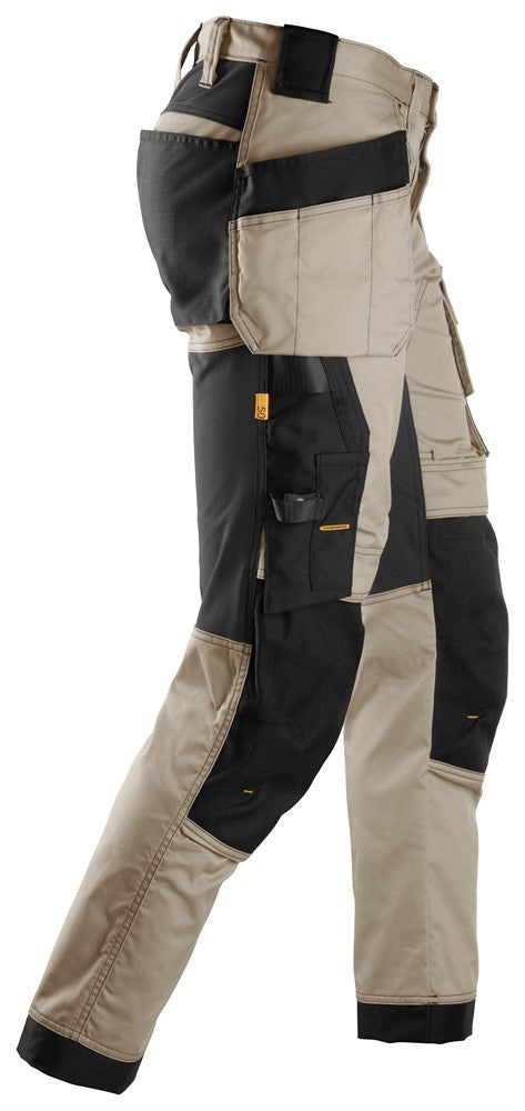 6241 Snickers AllroundWork Stretch Trousers with Holster Pockets Khaki/Black