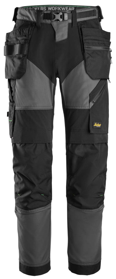 6902 Snickers Flexiwork Work Trousers with Holster Pockets Steel Grey/Black