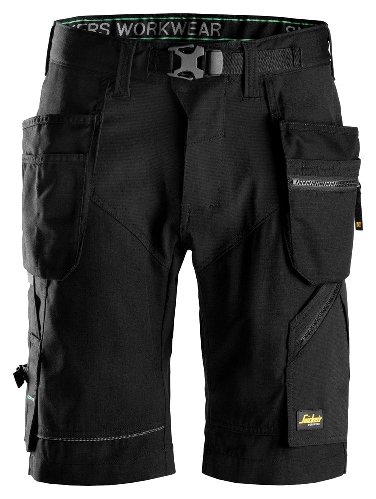 6904 Snickers FlexiWork Work Shorts+ Holster Pockets Black