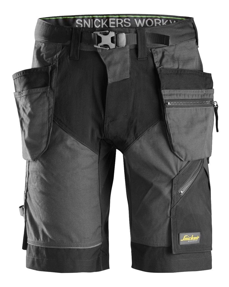 6904 Snickers FlexiWork Work Shorts+ Holster Pockets Steel Grey/Black