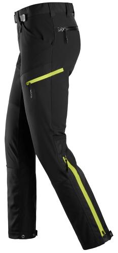 6948 Snickers FlexiWork, Softshell Stretch Trousers Black Neon Yellow