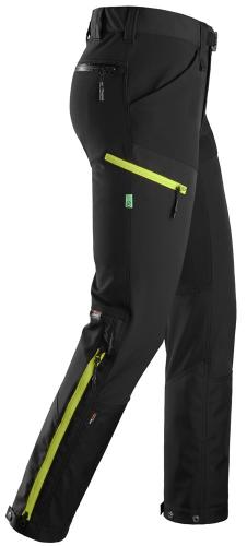 6948 Snickers FlexiWork, Softshell Stretch Trousers Black Neon Yellow