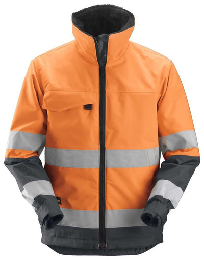 1138  Snickers AllroundWork, High-Vis Insulated Jacket Orange/Steel Grey