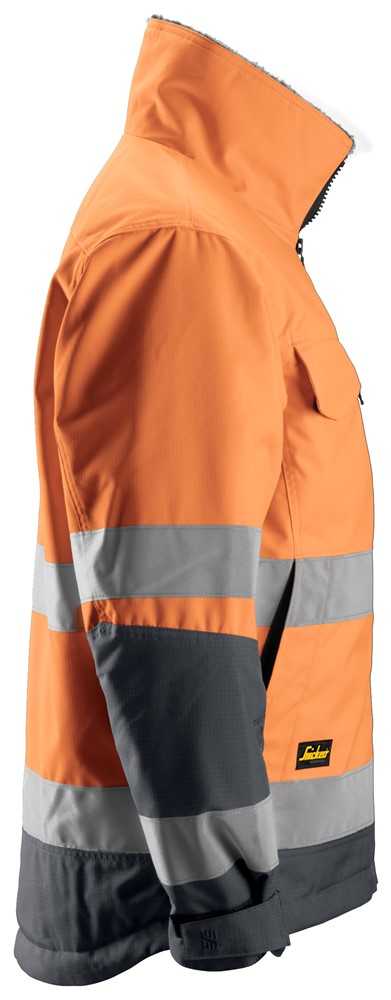 1138  Snickers AllroundWork, High-Vis Insulated Jacket Orange/Steel Grey