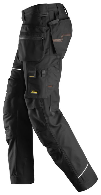 6214 Snickers Ruffwork Canvas Work Trousers with Holster Pockets Left Black