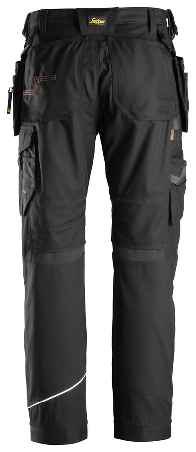 6214 Snickers Ruffwork Canvas Work Trousers with Holster Pockets Black Back