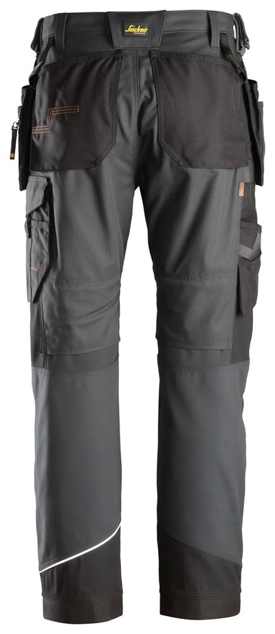 6214 Snickers Ruffwork Canvas Work Trousers with Holster Pockets Steel Grey Back